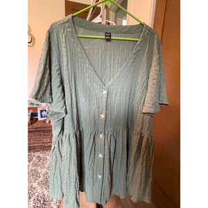 Emery‎ Rose Green Patterned Top Short Sleeve Size 5XL